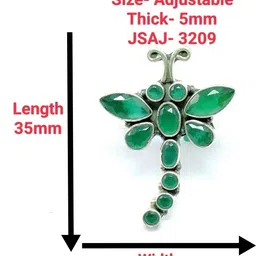 jsaj BUTTERFLY RING WITH EMERALD STONE Sterling Silver Ruby Silver Plated Ring image 2