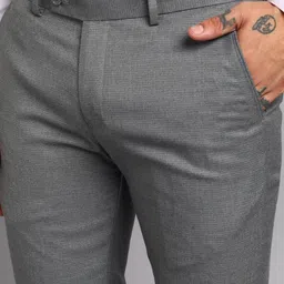 killer Men Slim Fit Grey Cotton Blend Trousers image 5