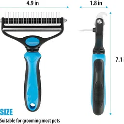 proberos Dog Brush Dogs Comb 2 in 1 Deshedding Tool& Dematting Undercoat Rake for Mats Basic Comb for Dog & Cat image 3