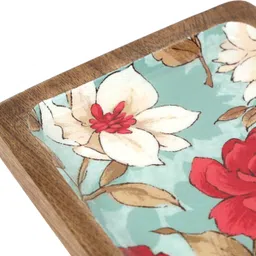 duli Serving Platter in Mango wood Flower Print for Home & Dining Table 10x6 inch Tray image 5