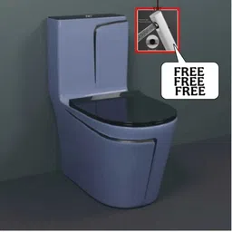 C09 Premium Quality Grey Commode With Black Finishing LIne & Round Flush Button Gray Black Line Western Commode-image-3