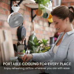 PORTRONICS Aero Breeze 178mm 3 Blade Rechargeable Portable Desktop Fan with 2400 mAh Battery (BLDC Motor, Grey) image 5