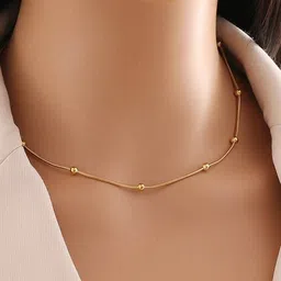 shopsurff Elegant Beaded Gold Plated Chain Necklace for Women Gold-plated Plated Brass Chain-picture-26