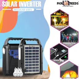 pick ur needs Solar Chargeable Inverter Set Torch + Side Emergency Light + 3 Bulb 2 USB Port 7 hrs Torch Emergency Light image 4