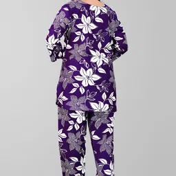 biyoko Women Top & Pyjama Set Purple Printed image 2