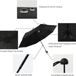 owme UV Protection Coated with 3 Fold Auto Chatri for Monsoon & Summer Umbrella image 3