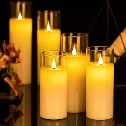 adorazone Pillar Candles | Flameless & Smokeless Battery Operated Glass Look LED Pillar Candle image 1
