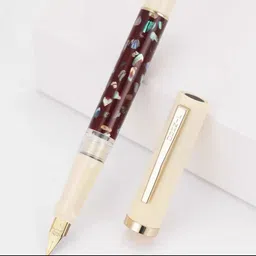ledos INHAO 58 Scrimshaw Red Fine Nib Gold Trims Fountain Pen-picture-16