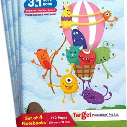 target publications 3 in 1 Notebook for Kids | Maths Square 9 MM, Single Line Notebook , Four Line Notebook | 172 Pages 18 x 24 cm Soft Bound | 58 GSM | Regular Notebook Single Line, Square & Four Line 688 Pages-picture-14