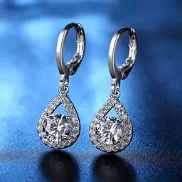 myki Vintage Drop Cubic Earrings Women & Girls Swarovski Zirconia Sterling Silver Drops & Danglers image 4
