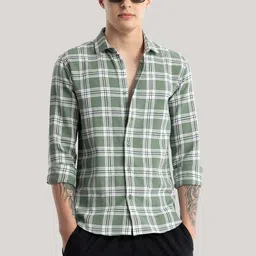 otus Men Slim Fit Checkered Spread Collar Casual Shirt image 3