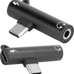 KAELAN Black Black USB C & 3.5mm Audio 2Pcs USB-C Aux Conveter & Charging Female C Port Phone Converter image 2