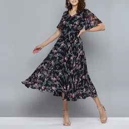 rare Women Fit and Flare Blue Midi/Calf Length Dress-picture-16