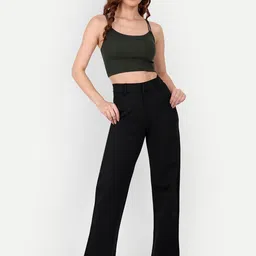 broadstar Women Loose Fit Black Lycra Blend Trousers image 5