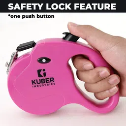 kuber industries Retractable Dog Leash|Automatic & Non-Slip Handle|Rose Red 15.5 cm Dog Strap Leash image 3