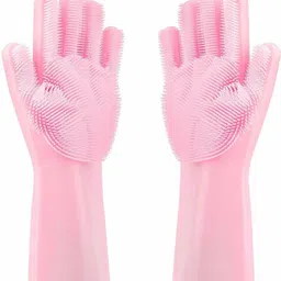aric Reusable Rubber Silicon Household Safety Wash Scrubber Heat Resistant Kitchen Gloves for Dish washing, Cleaning, Gardening Wet and Dry Glove hand gloves for kitchen Wet and Dry Glove Wet and Dry Glove Set-picture-10