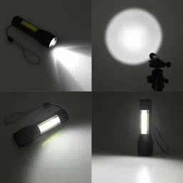 mz SMALL SUN 011 (ZOOMABLE LED METAL TORCH) with SOS Function, 25W Laser COB, 500mAh Battery Torch image 5