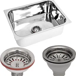 goonj 24X18X9 Inches Kitchen Sink With SS Coupling And PVC Coupling Single Bowl Kitchen Sink Stainless Steel || Bathroom Accessories Single Bowl Vessel Sink-picture-23