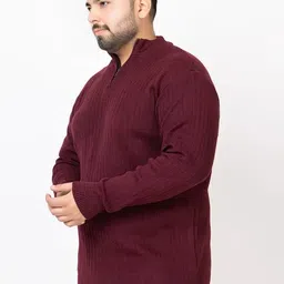colorchakra Men Solid High Neck Maroon Sweater image 3