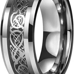 yellow chimes Dragon Celtic Inlay Polish Finish Black Base Titanium Steel Ring for Men and Boys Stainless Steel Silver Plated Ring image 2
