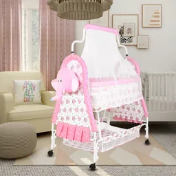 kriddo Cradle for kids cradle for baby boy and girl Cradle With Swing & Mosquito Net-picture-16