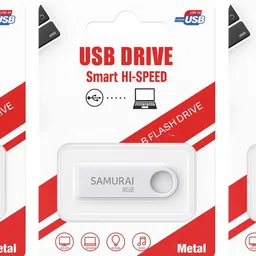 Samurai 8GB Metal USB Flash Drive, Portable Keyring Design, Silver Aluminium 8 GB Pen Drive Compatible with Desktop Computer USB 2.0 Metal Case-picture-12