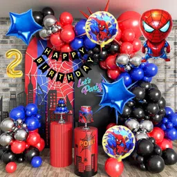 aoes Spider-Man Theme 2nd Birthday Decoration Kit Happy Birthday Banner & Balloons-picture-41