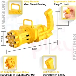 zenex Gatling Bubble Machine Gun, 8 Hole- Automatic Bubble Maker for Kids Toy Guns Guns & Darts image 4