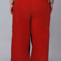 trend level Women Flared Red Viscose Rayon Trousers image 2
