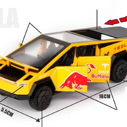 ktrs 1:32 T Cybertruck Pickup Red Bull Alloy Model Car Sound and Light Pullbacks image 2