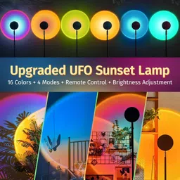 vibevine Sunset Projection Lamp with Remote – 16 Color Changing RGB Light 360° Rotation Table Lamp image 2