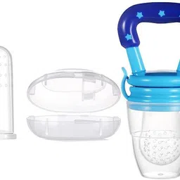 smilykid 2 Finger Brush, 1 Fruit Feeder Silicone Baby Finger Brush and Fruit Feeder for Teether and Feeder image 2