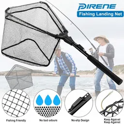 pirene Folding Fishing Landing Net - Collapsible, Telescopic Pole Fishing Net image 2