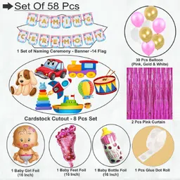 agk Naming Ceremony Decoration Kit For Baby Girl Name Ceremony Pink Party Decoration image 2