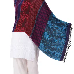 axolotl Floral Print Viscose Women Multicolor Stole image 3