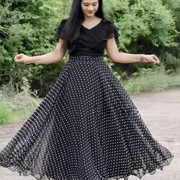 dishitha Polka Print Stitched Lehenga & Crop Top-picture-28