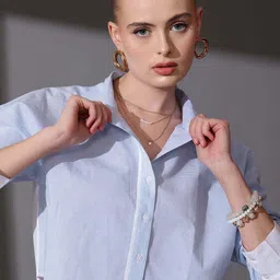 street9 Women Boxy Fit Solid Casual Shirt image 2