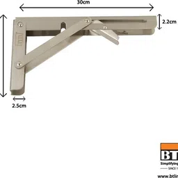 btl Premium Heavy Duty Stainless Steel Folding Table Bracket for Fold Down Table with Load Capacity - 100Kg - Size 12 Inches - BTB-12-SS Arm Length-30 CM Shelf Bracket image 3