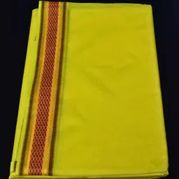 Abhinav Hosiery Premium Pure Cotton Yellow Dhoti Dupatta Set for Men Solid Men Dhoti-picture-18