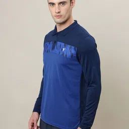 technosport Men Printed Polo Neck Polyester Navy Blue T-Shirt image 3