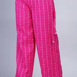 wakshi Women Regular Fit Pink Cotton Blend Trousers image 3