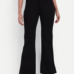 broadstar Women Flared Black Lycra Blend Trousers image 1