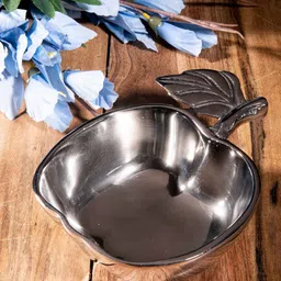 GIBOX Apple Shaped Nut Bowl for Serving Silver Finish Multipurpose Metal Decorative for Fruit Snack Nuts image 1