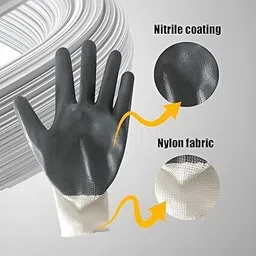 techomania 5 PAIR Cut Resistant Protection with Rubber Grade Wet and Dry Glove NitrileSafety Gloves image 3
