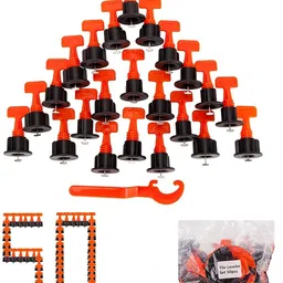 sherni 50pcs Tile Leveler Spacers, Tile Leveling System with Special Wrench, Reusable 50pcs Tile Leveler Spacers, Tile Leveling System with Special Wrench, Reusable Non-magnetic Line Level-picture-10