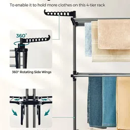 thunderfit Steel Floor Cloth Dryer Stand PREMIUM DOUBLE POLL 3 TIER PURE STAINLESS STEEL CLOTH DRYER STAND-3 image 3