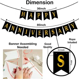 kapoor stores Gold, White Happy Anniversary Decoration Kit with Gold White Balloons, Confetti & Cork Light image 4