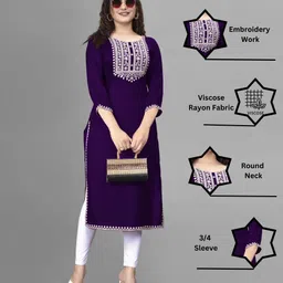 patbro Women Embroidered Viscose Rayon A-line Kurta-picture-24