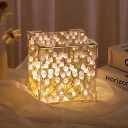 digicop Tulip lamp Cube Mirror Lamp, 20 Flowers LED Decorative (Multicolor) Night Lamp image 2