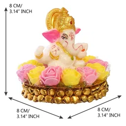 Yellow Polyresin Lord Ganesha Playing Dholak Idol By eCraftIndia image 4